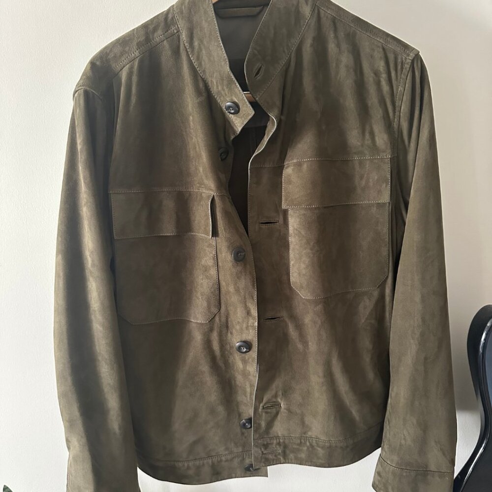 Massimo Dutti - Green Suede Leather Jacket - (Medium)